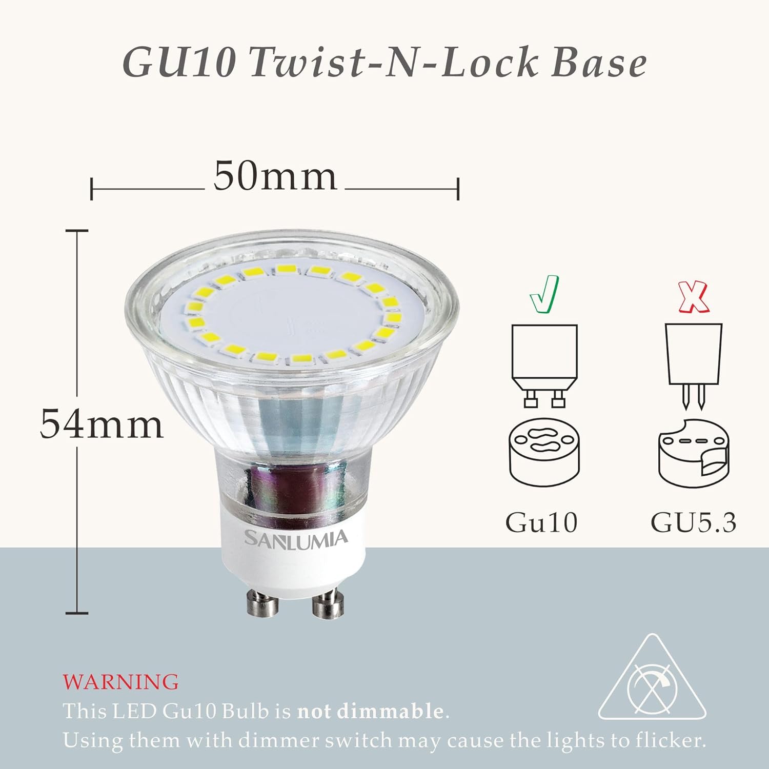 Thumbnail 3 de sanlumia 10 x 5W GU10 LED spotlight bulbs (450lm, 120° beam) – non-dimmable cool white 6400K