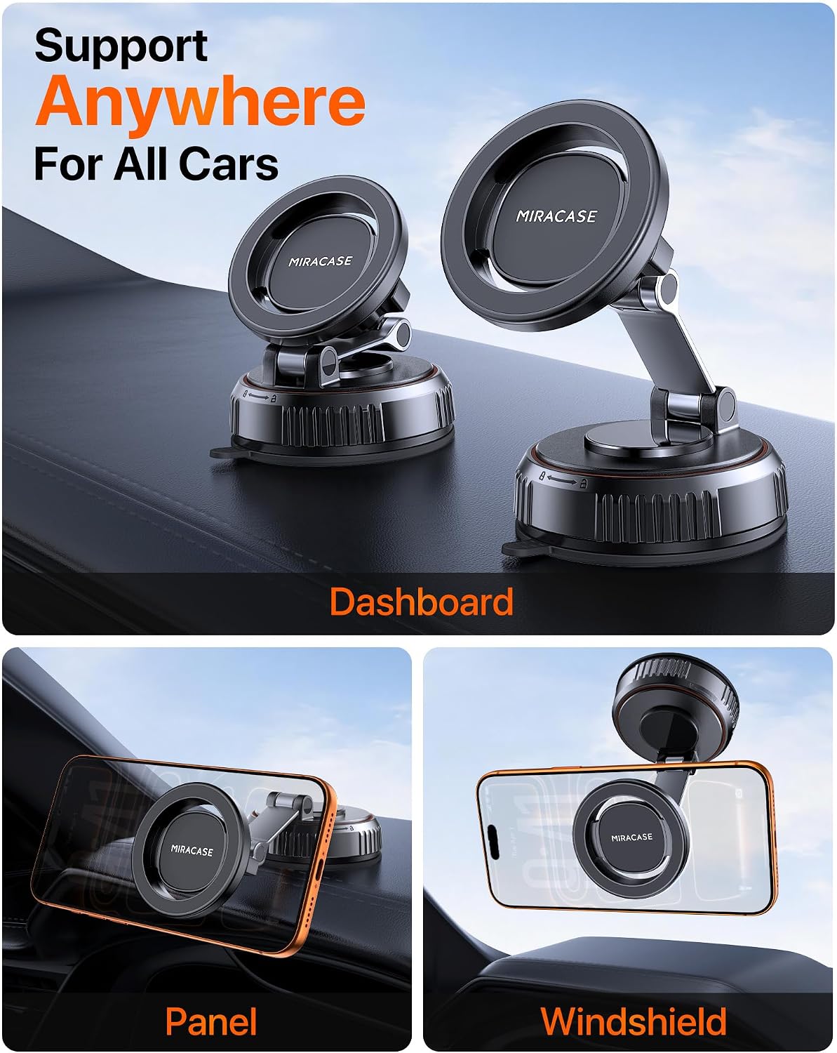 Thumbnail 5 de Miracase MagSafe car mount with 360° adjustment and strong suction base