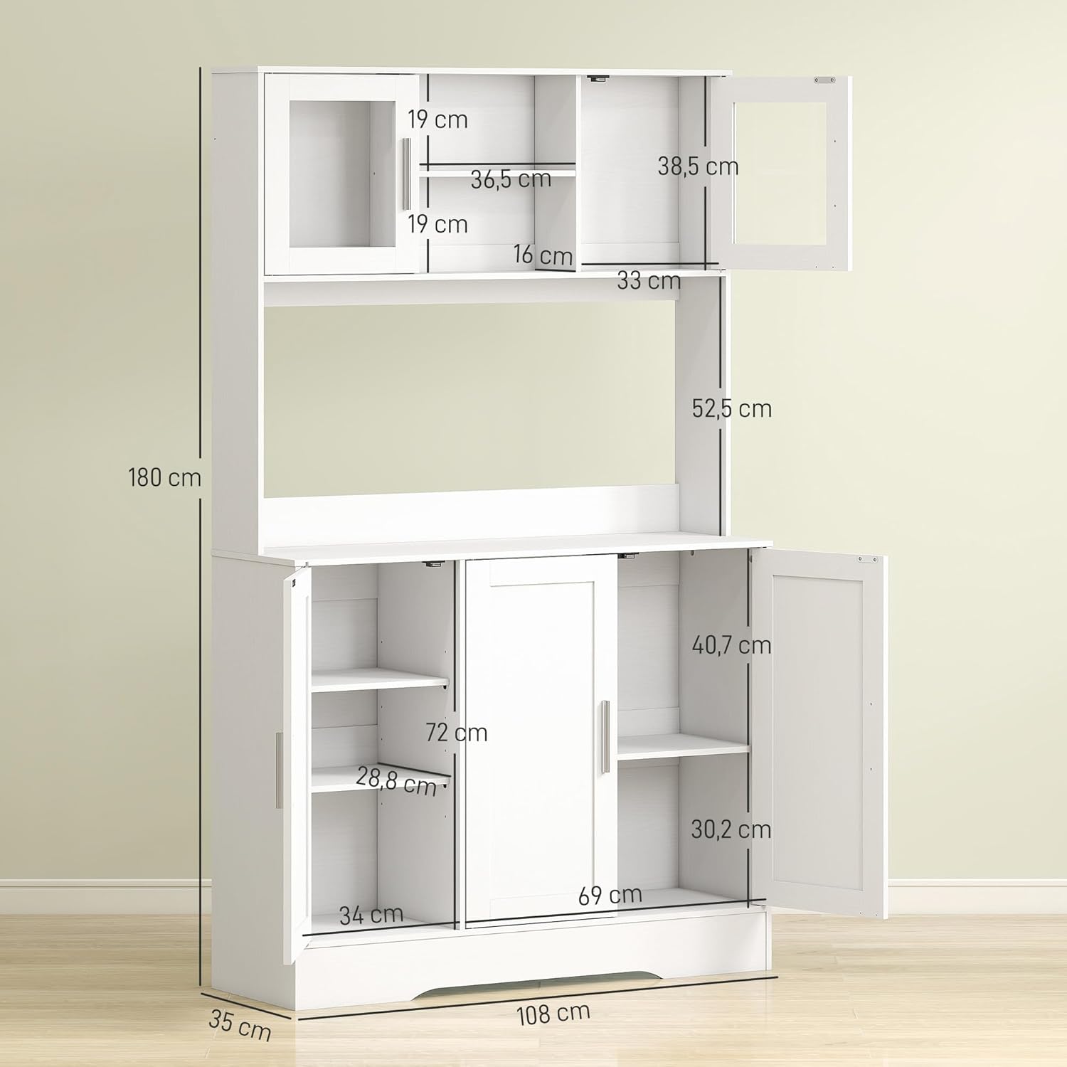 Thumbnail 2 de HOMCOM Armoire de Cuisine 108 x 35 x 180 cm