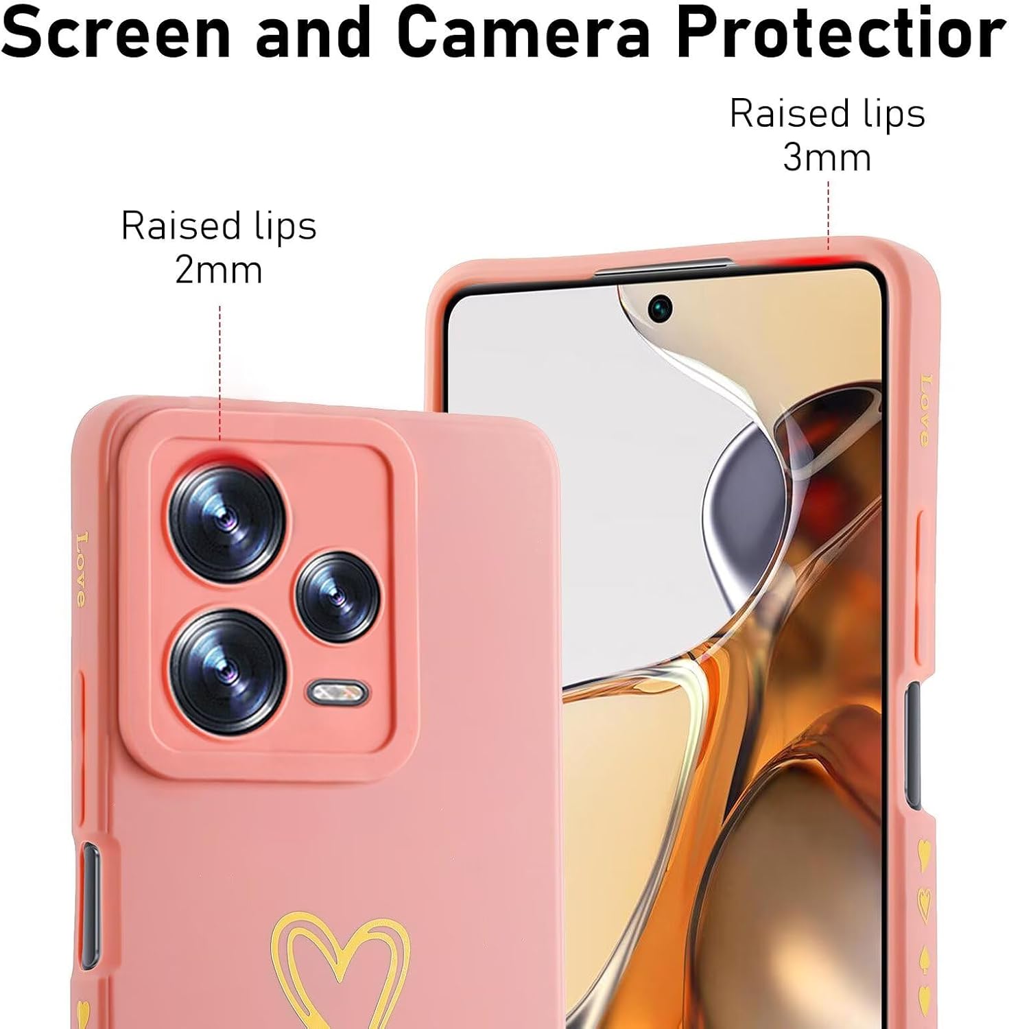 Thumbnail 3 de Jeelar ESONG Silikon-Handyhülle für OnePlus Nord CE5 mit Handschlaufe und Herzdesign (rosa)