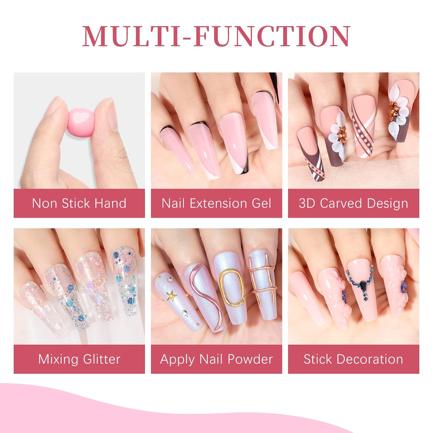 Detalle 2 de SUPWEE 3D Nail Builder Gel Kit, 3 Colors with Sculpting and Extension Molds