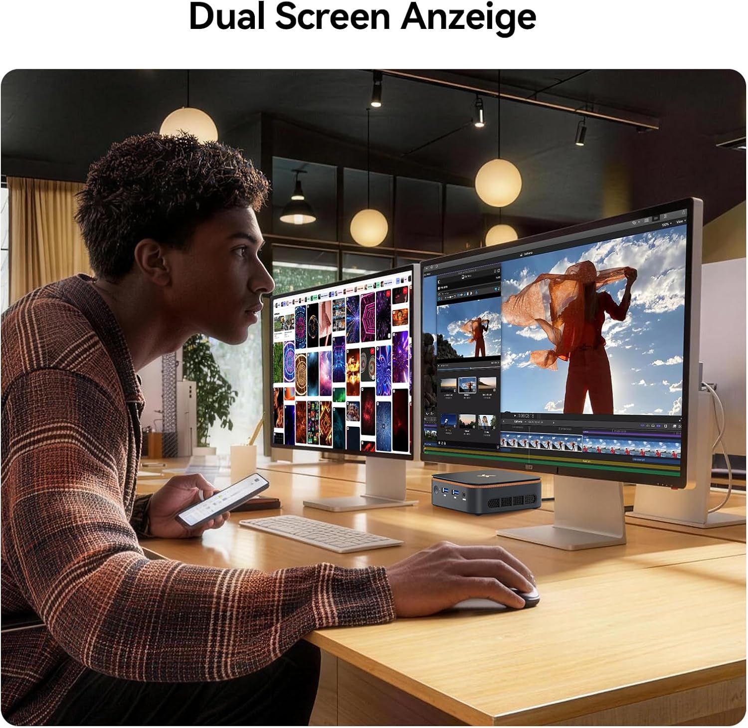 Thumbnail 5 de Huidun H50 Mini PC mit AMD Ryzen und Radeon Vega 6, 16 GB RAM, 512 GB SSD, Win 11 Pro – VESA, Dual WiFi, 4K@60Hz