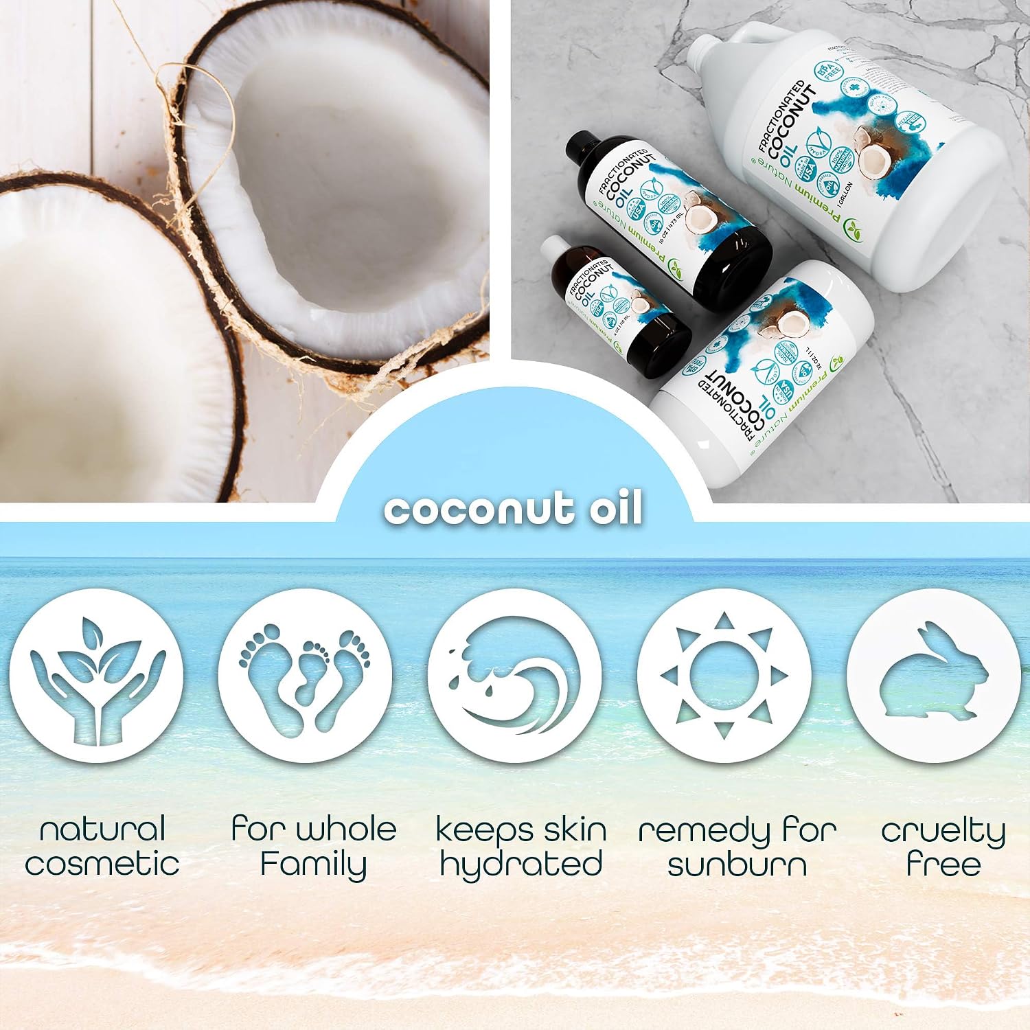 Detalle de Premium Nature Fractionated Coconut Oil 32 oz Massage Oil, Odourless, 946 ml