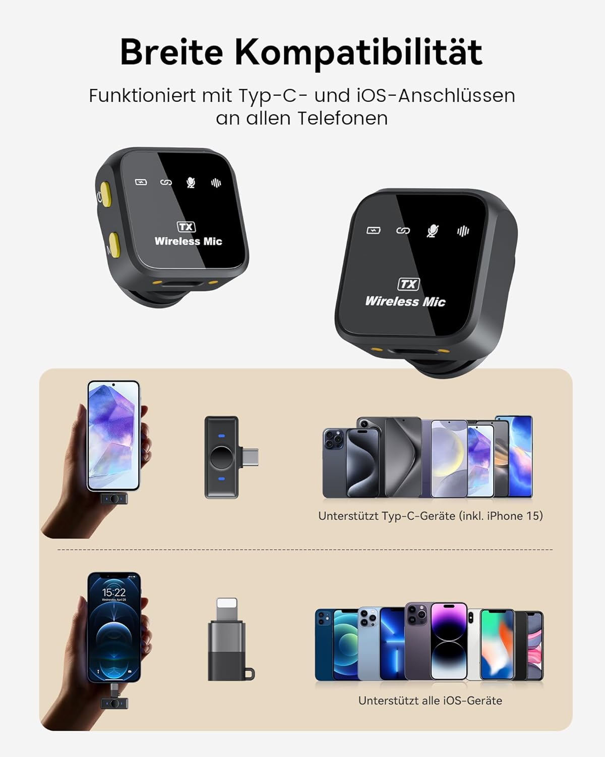 Thumbnail 6 de KUKIHO Kabelloses Lavalier-Mikrofon mit Ladekoffer – Plug-&-Play für iPhone, Android, PC & Live-Streaming