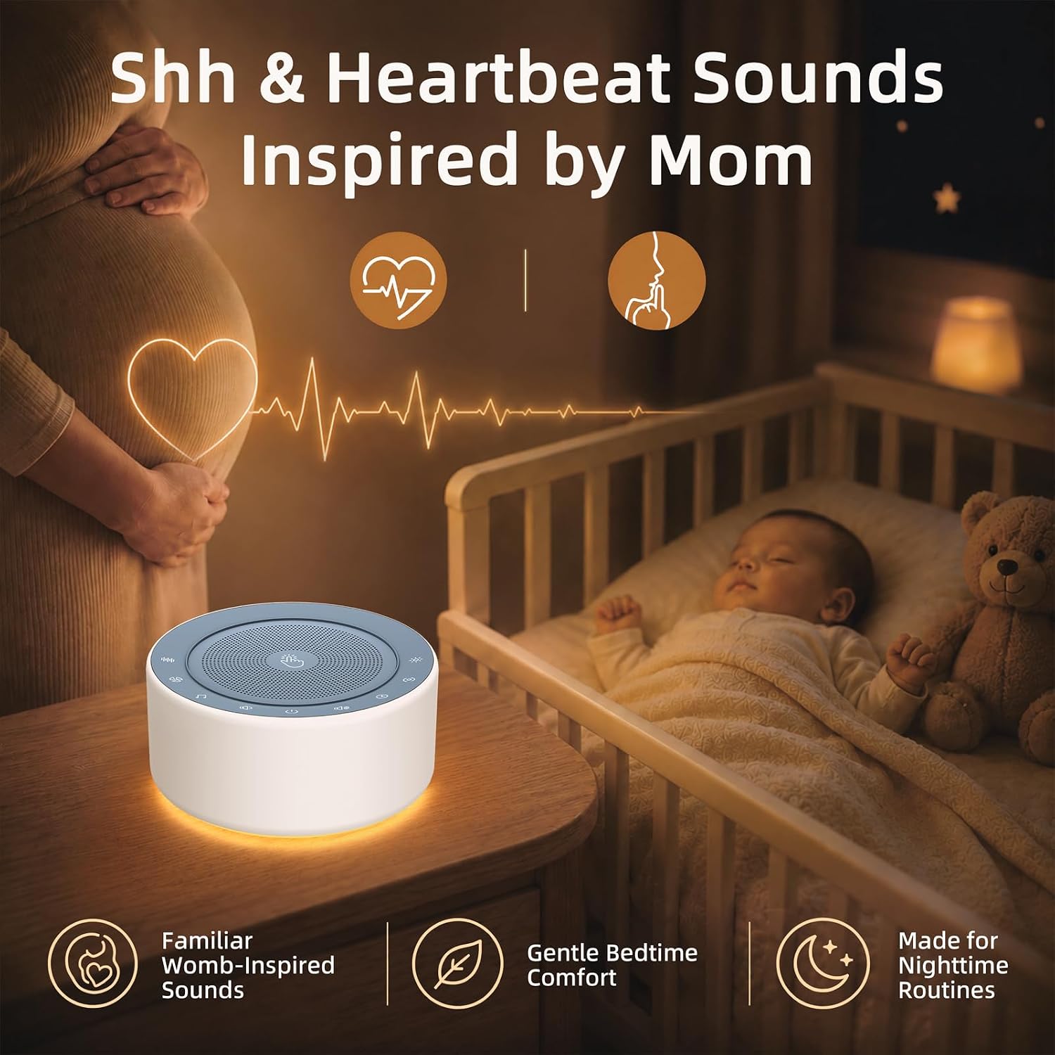 Detalle de Kipcush White Noise Machine for Baby & Adults with 30 Soothing Sounds and 8-Color Night Light