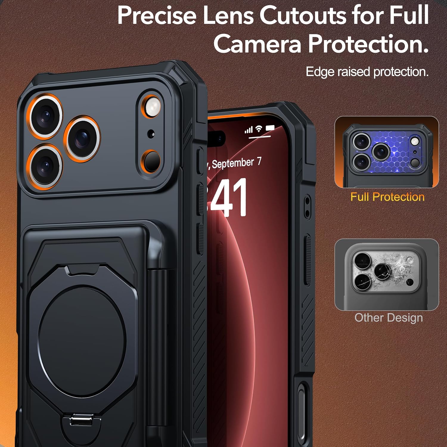 Detalle 2 de Oterkin iPhone 18 Pro Max/17 Pro Max Wallet Case with RFID Card Holder and 360° Stand