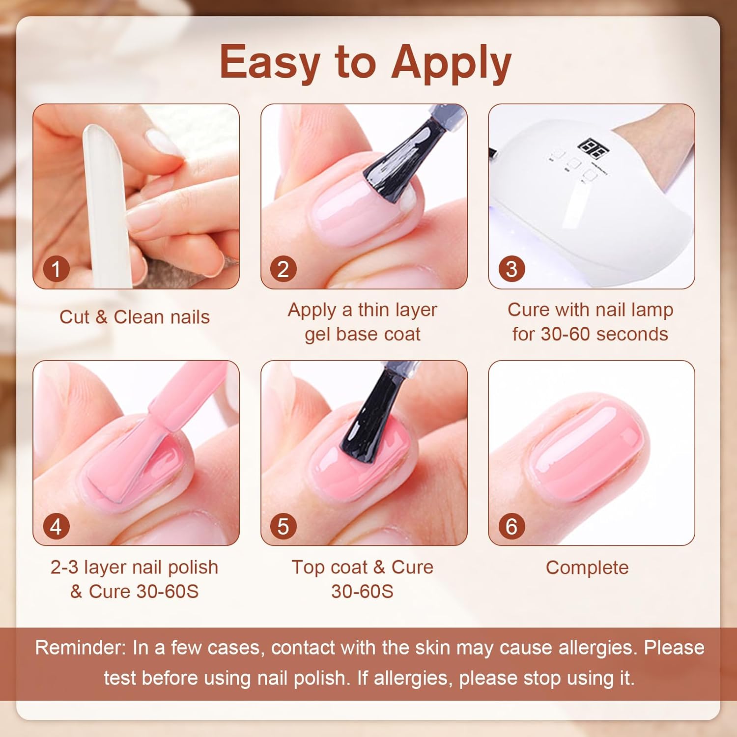 Thumbnail 6 de Shining She UV-Gel Nagellack Jelly Rot – 6 Farben, natürlich transparent, Soak-off, für French-Manicure & DIY zu Hause