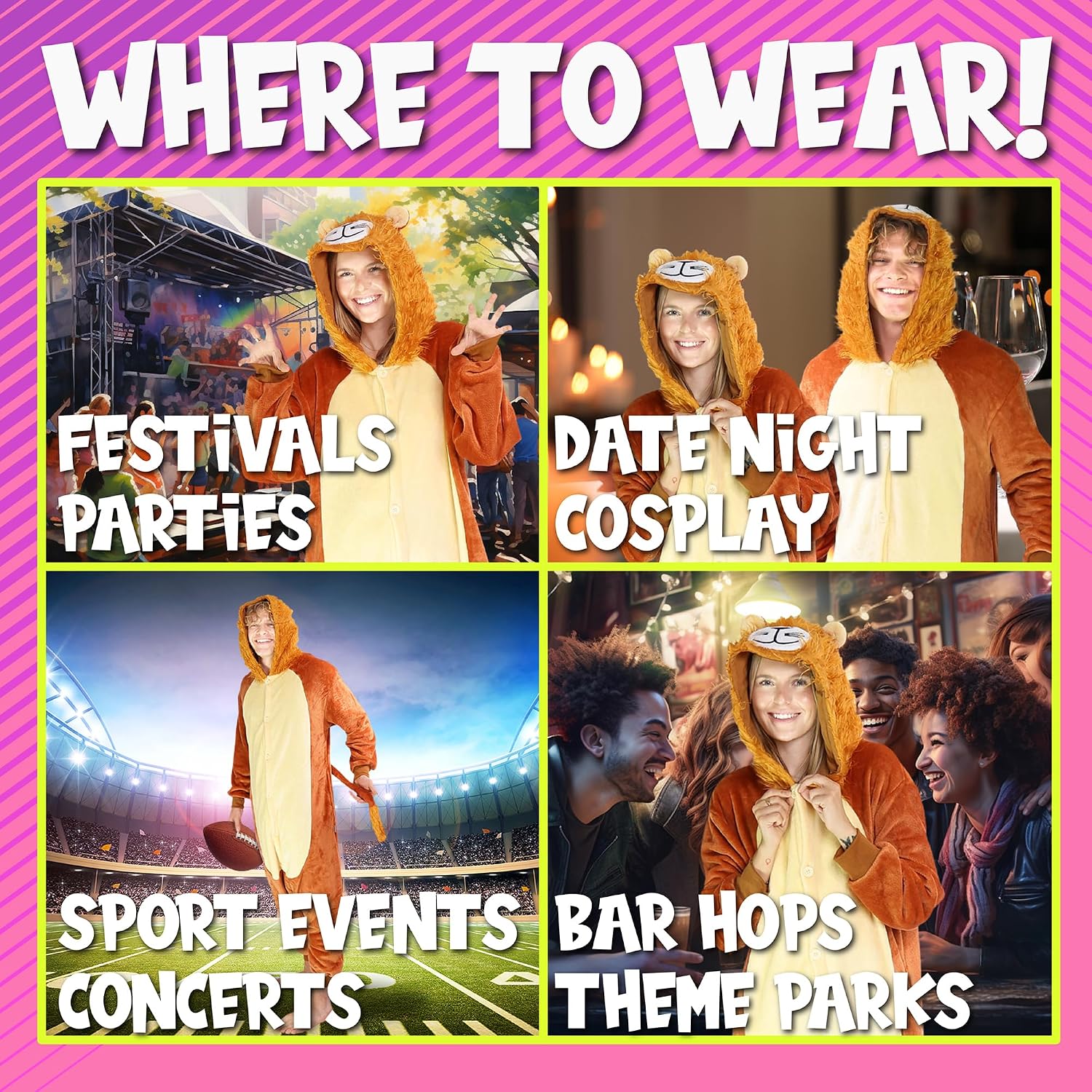 Detalle 2 de Funziez! Adult Animal Onesie Costume