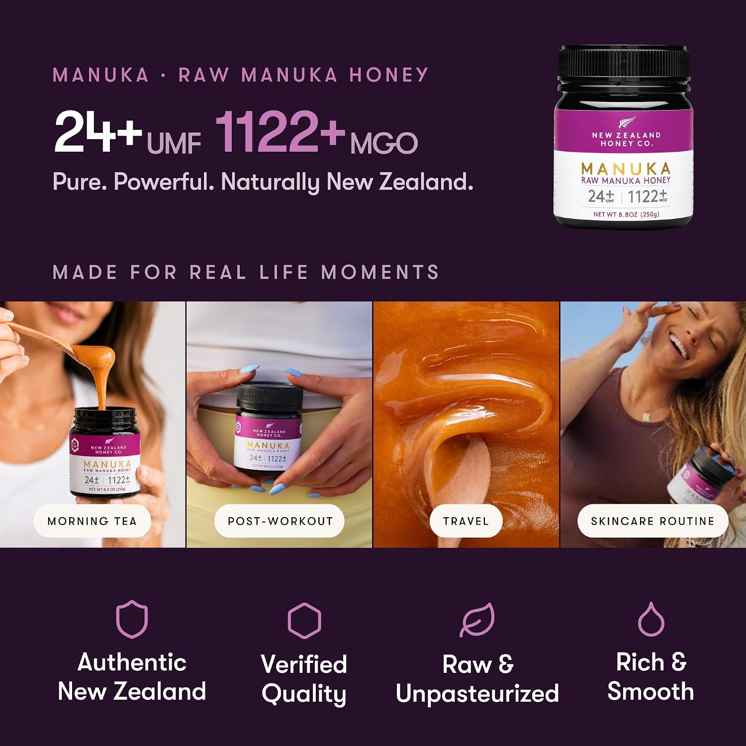 Thumbnail 3 de New Zealand Honey Co. UMF 24+ Manuka Honey, MGO 1122+, 8.8 oz