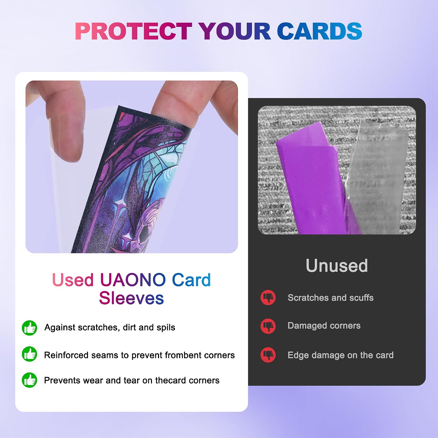Thumbnail 5 de UAONO MTG Card Sleeves 100ct (Swamp) – Ultra Clear Front, Matte Back, Tear-Resistant Deck Protector