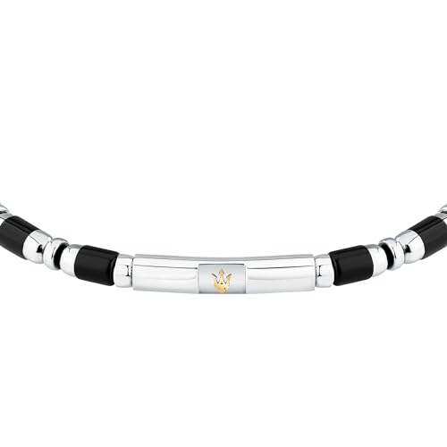 Detalle de Maserati Bracelet homme en acier, pierres, longueur 22 cm – Collection ICONIC