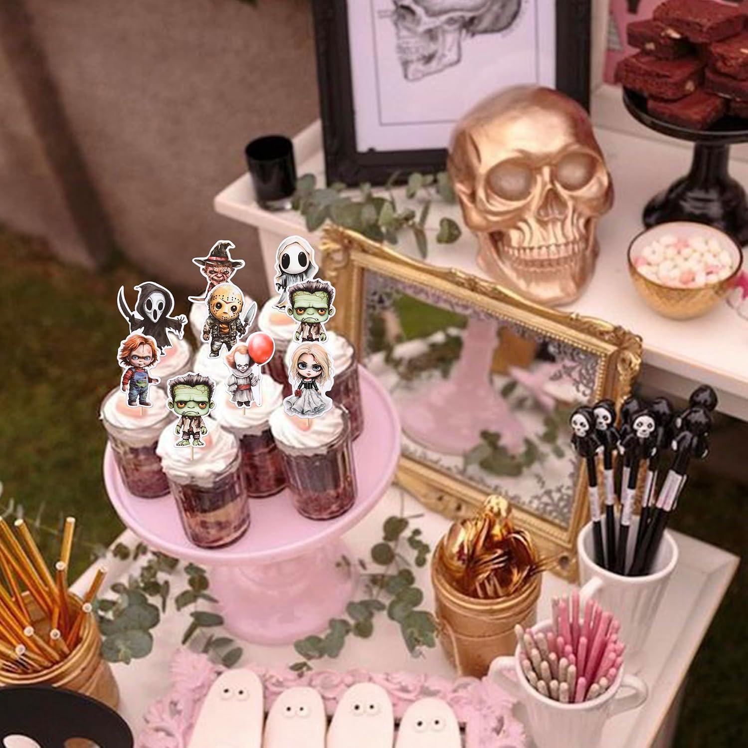 Thumbnail 6 de Xsstarmi 40 Pack Classic Movie Cupcake Toppers for Horror and Theme Parties