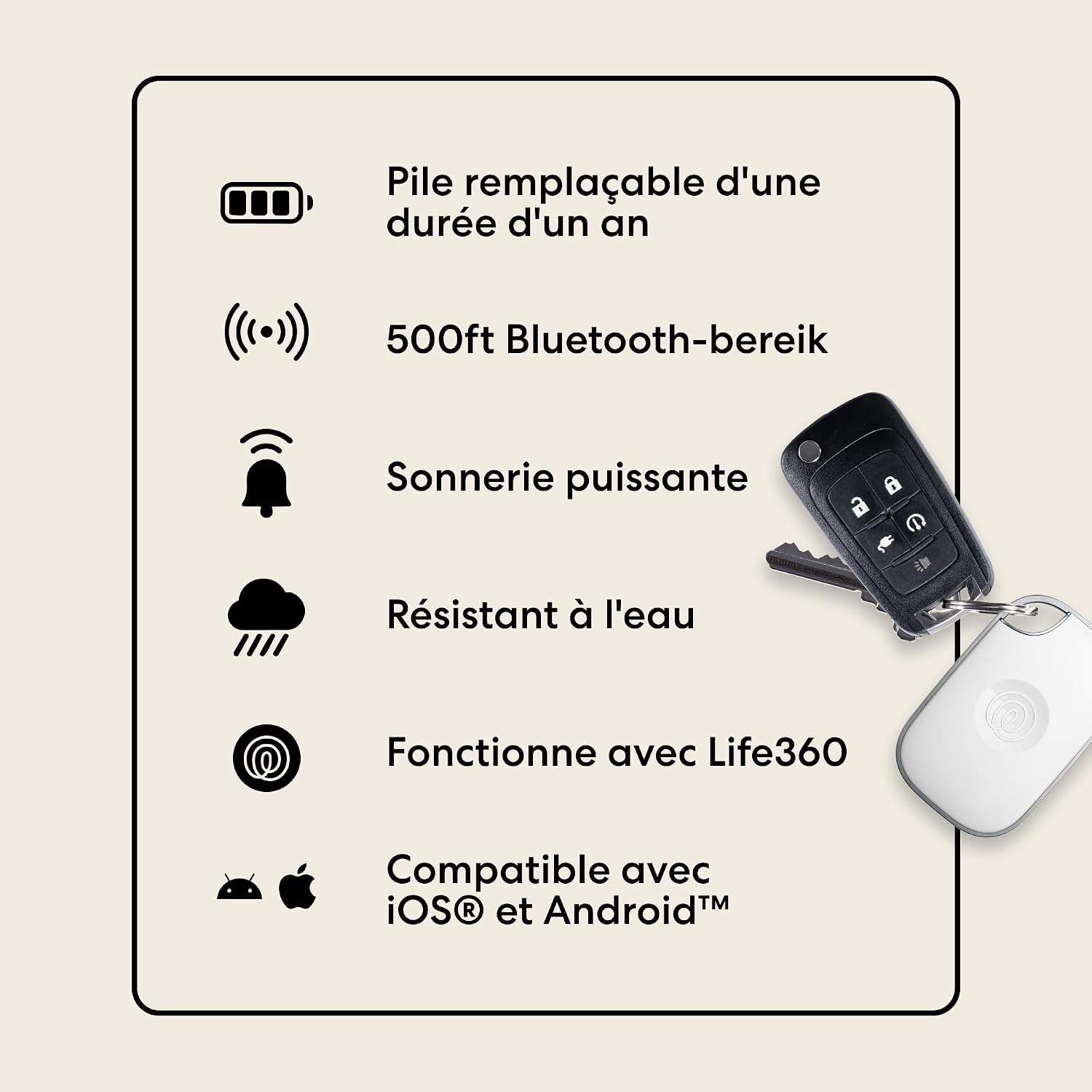 Thumbnail 6 de Life360 Tile Pro - Tracker Bluetooth Puissant, détecteur de clés et localisateur d'objets, lot blanc
