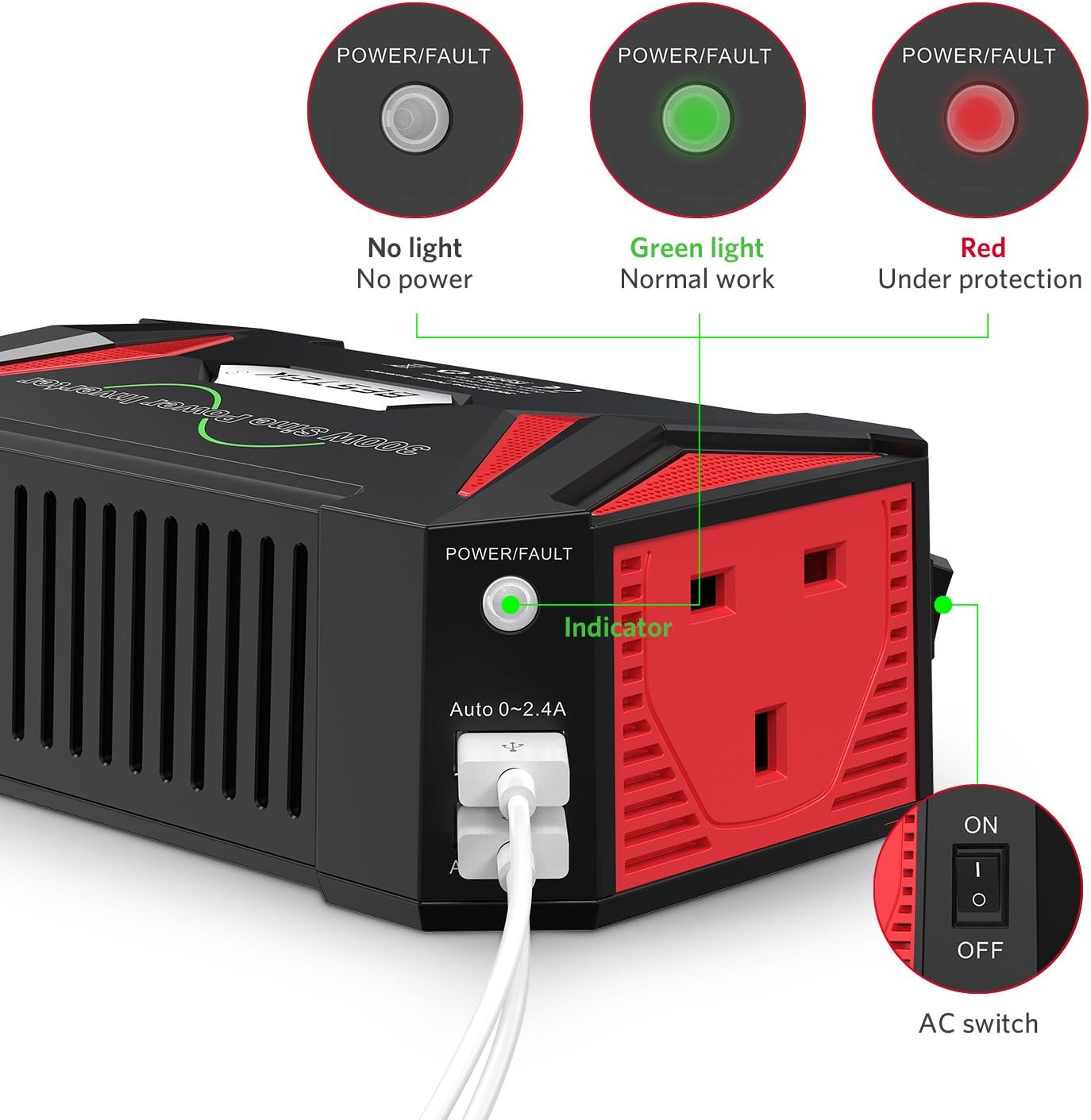 Thumbnail 3 de BESTEK Pure Sine Wave Inverter 300W