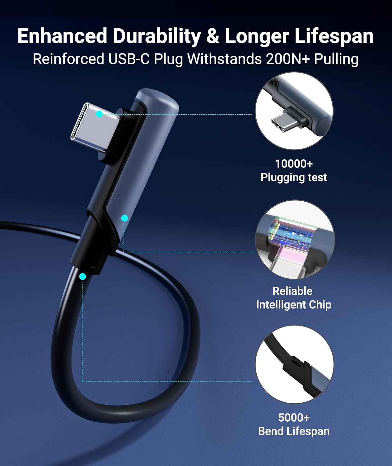 Detalle de Syntech Link Cable 33 FT with Signal Booster for Meta Quest and Pico VR (USB 3.0 to USB-C)