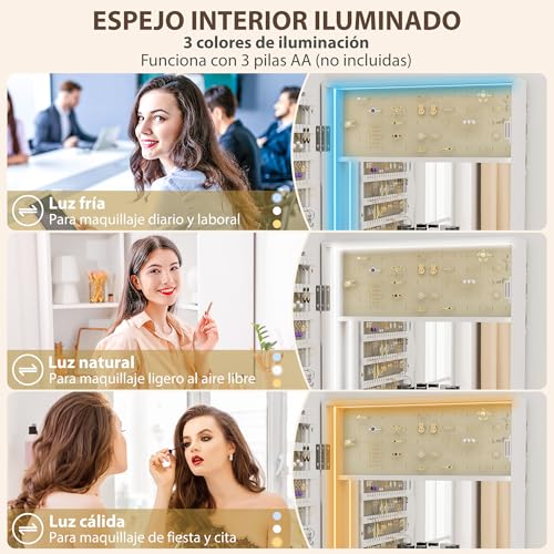 Thumbnail 3 de HOMCOM Espejo joyero 42x108 cm