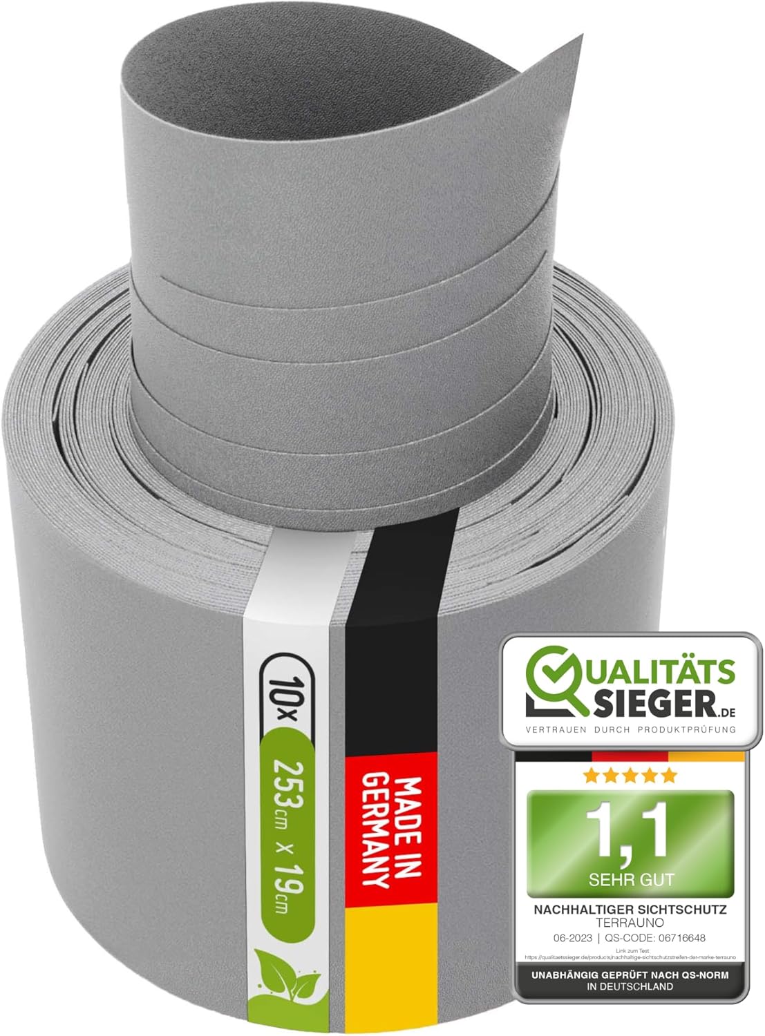 TerraUno Sichtschutzstreifen RAL 7040, 10 Streifen