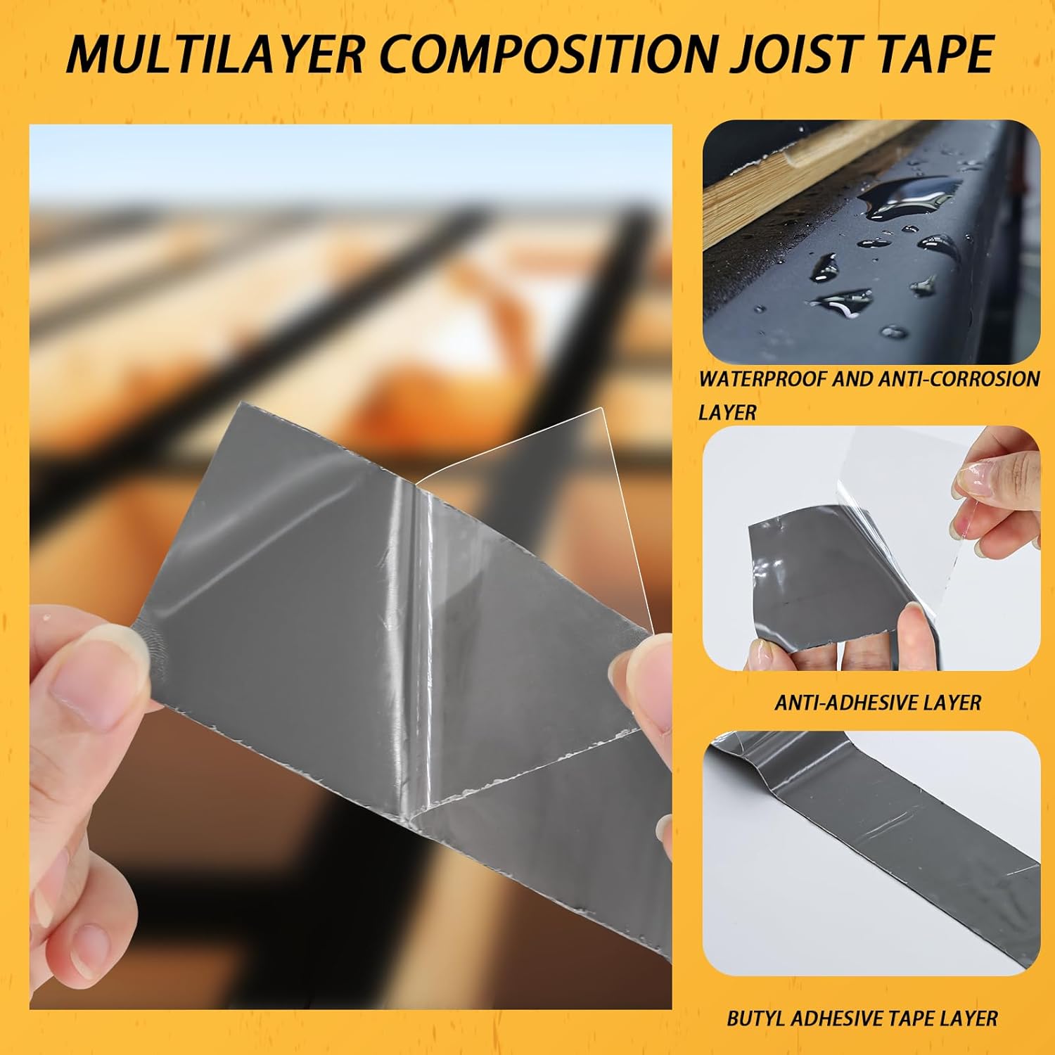 Thumbnail 2 de Heelos Butyl Joist Deck Tape (1-5/8 in x 50 ft), 2-Pack Weather-Resistant Self-Adhesive Flashing Tape