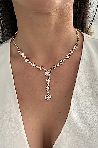 Thumbnail 8 de ONDEGO 3er Set Silber Strass Schmuck – Halskette, Ohrringe & Armband für Hochzeit, Kommunion und Ball