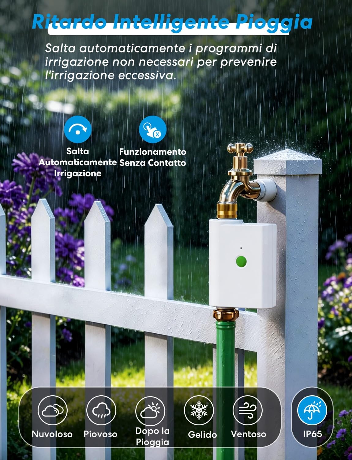 Detalle de Meross Centralina Irrigazione WiFi MST100: controllo, risparmio e integrazione HomeKit/Alexa/Google