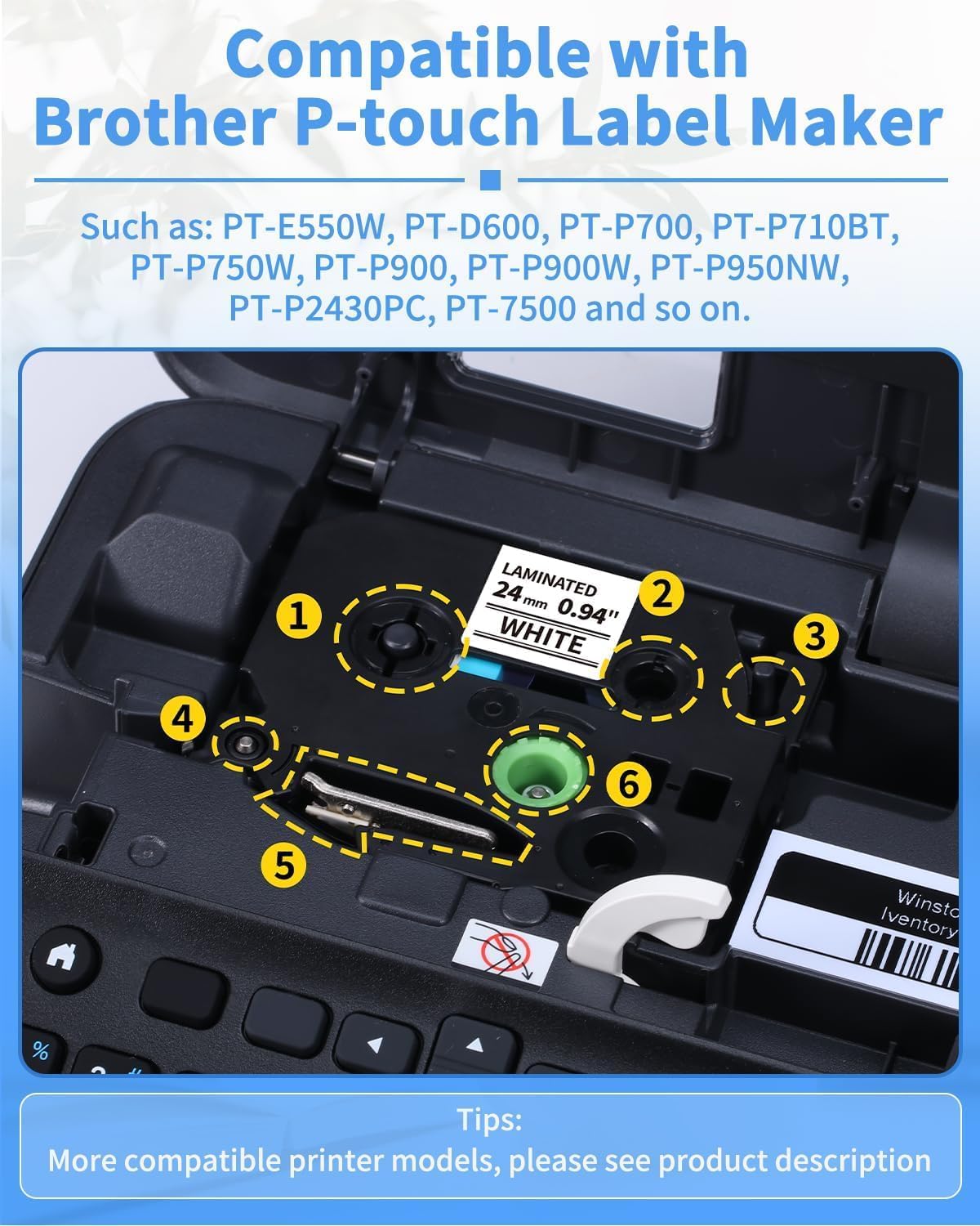 Detalle 2 de Aken TZ-251 Kompatibel 24mm Schriftband – 3er Pack für Brother P-Touch