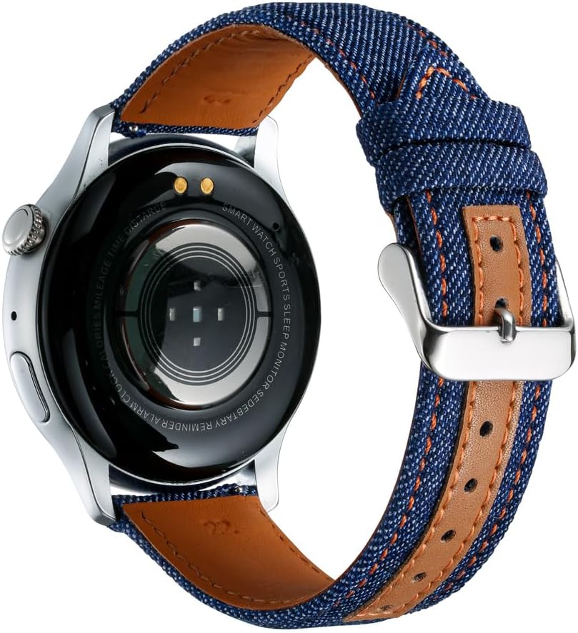 Detalle de Triblanc Denim Canvas & Leather Watch Strap (Quick Release) – 18mm, 20mm or 22mm