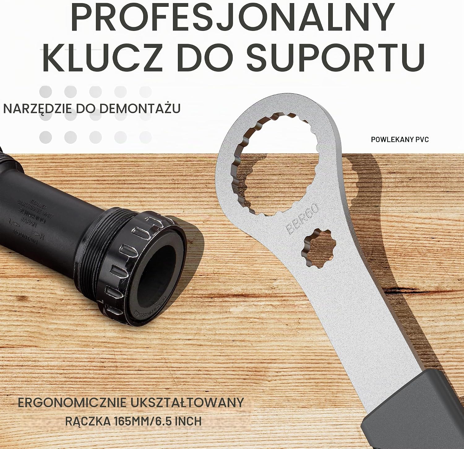 Detalle de GEWAGE GE-10bb – klucz rowerowy do suportu i Center Lock, profile 39–46 mm