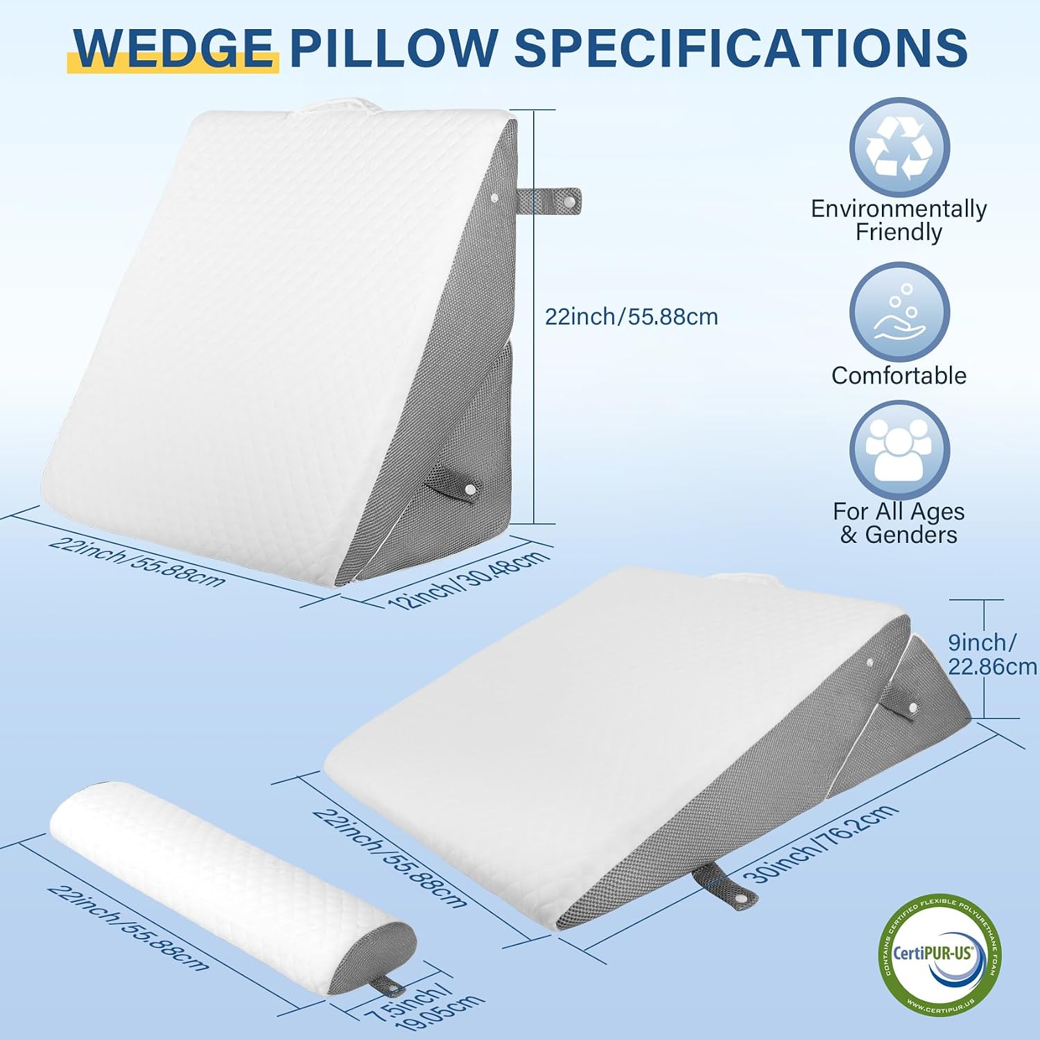 Detalle 2 de EzKamfort Bed Wedge Pillow for Sleep Health ⌁