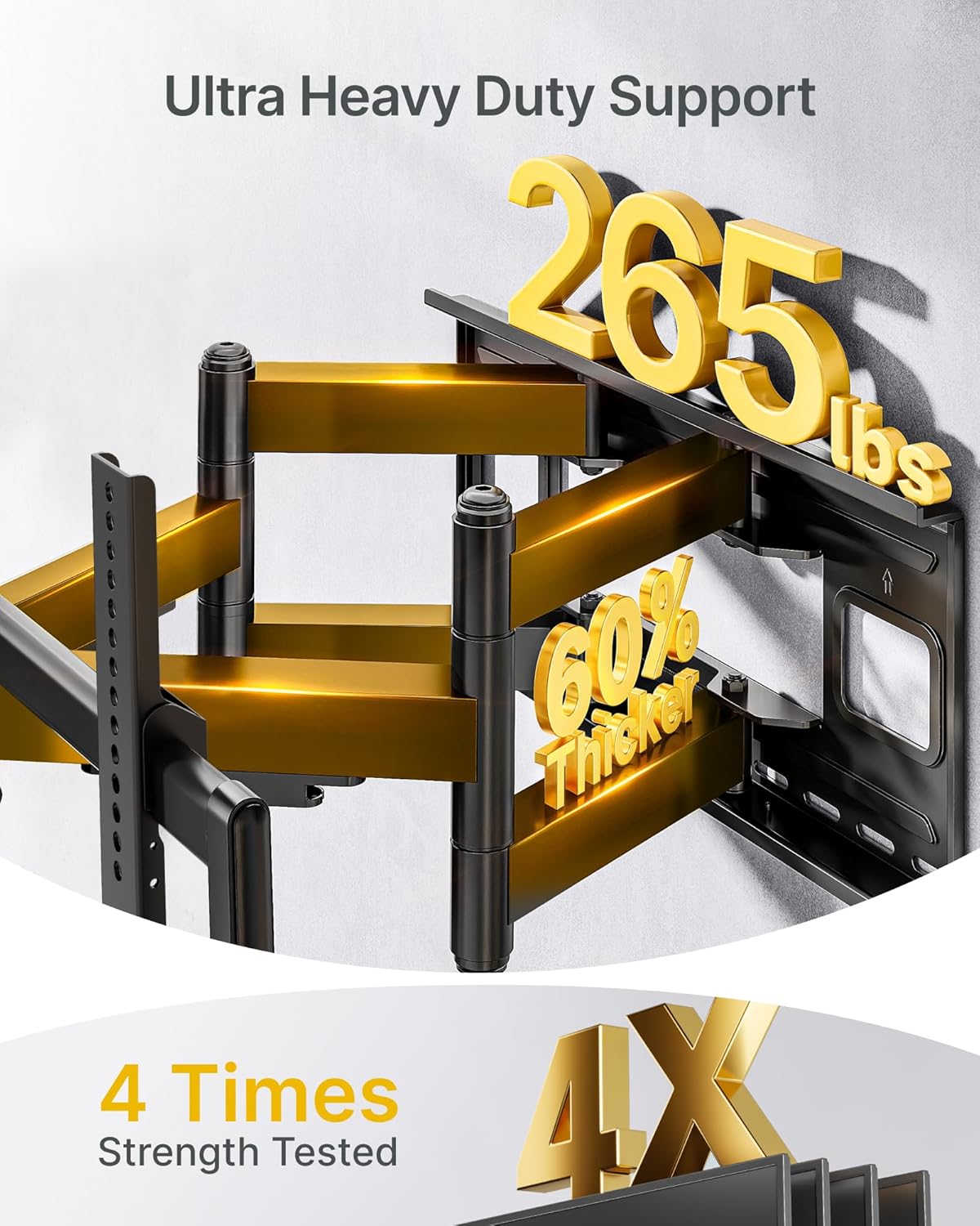 Thumbnail 1 de monTEK Heavy Duty Full Motion TV Wall Mount (43–98 Inch) — 265 lbs Capacity, 27.7" Extension, Max VESA 800x400mm