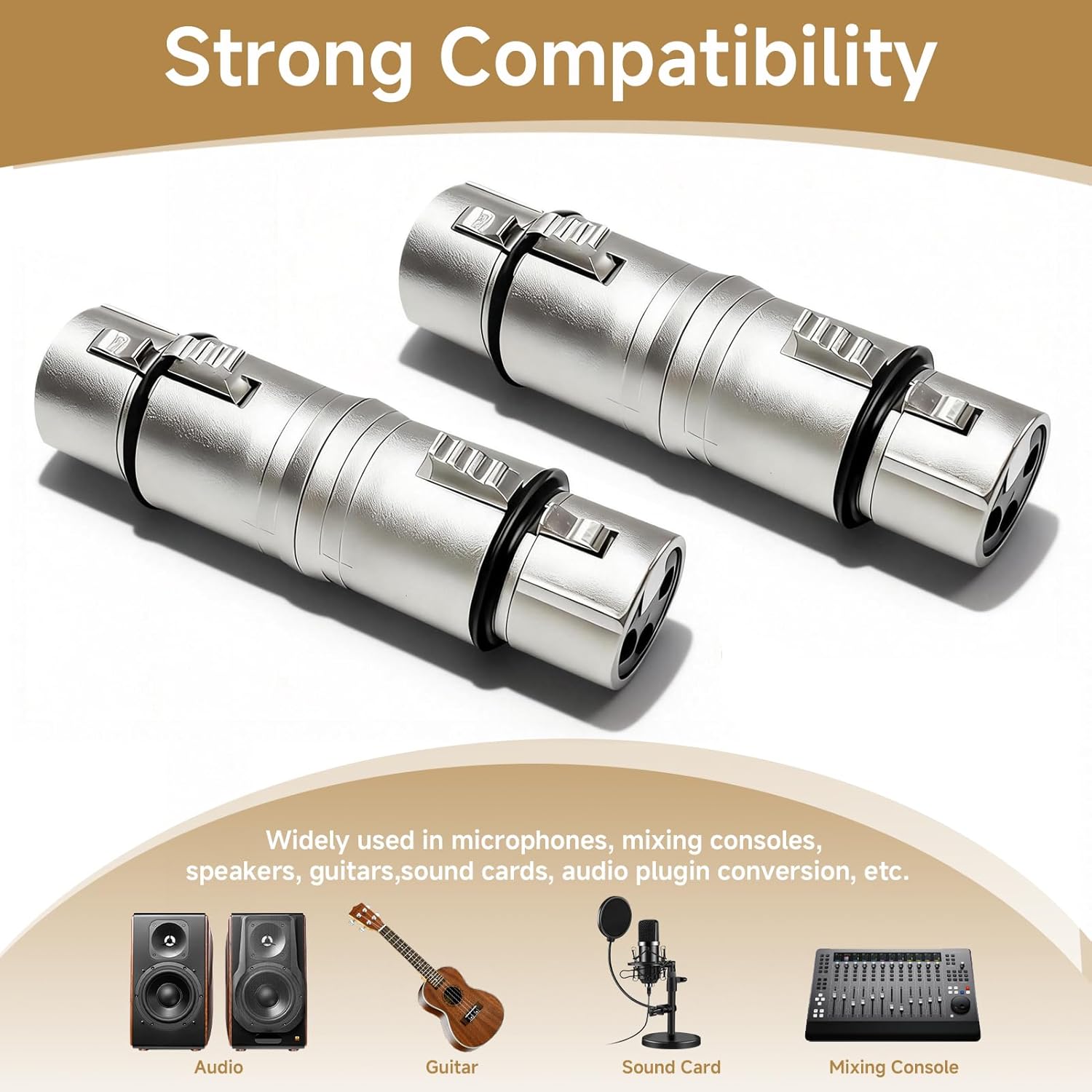 Detalle 2 de UIHRLM 2PCS 3-pin XLR female-to-female adapter/coupler (XLR coupler) for microphоne and audio connections