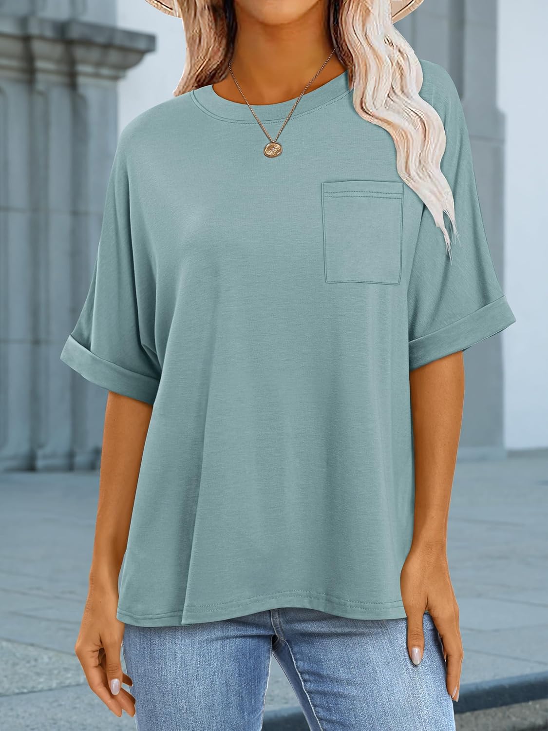 Thumbnail 5 de ANRABESS Women Oversized Short Sleeve Tee with Pocket