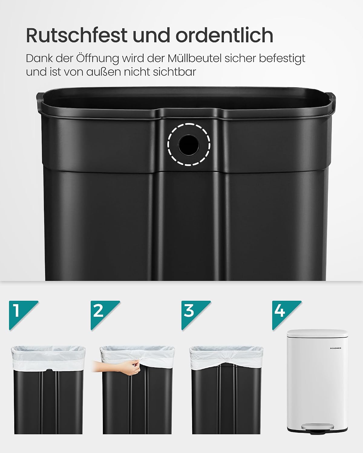 Thumbnail 5 de SONGMICS LTB101W01 50 Liter Mülleimer