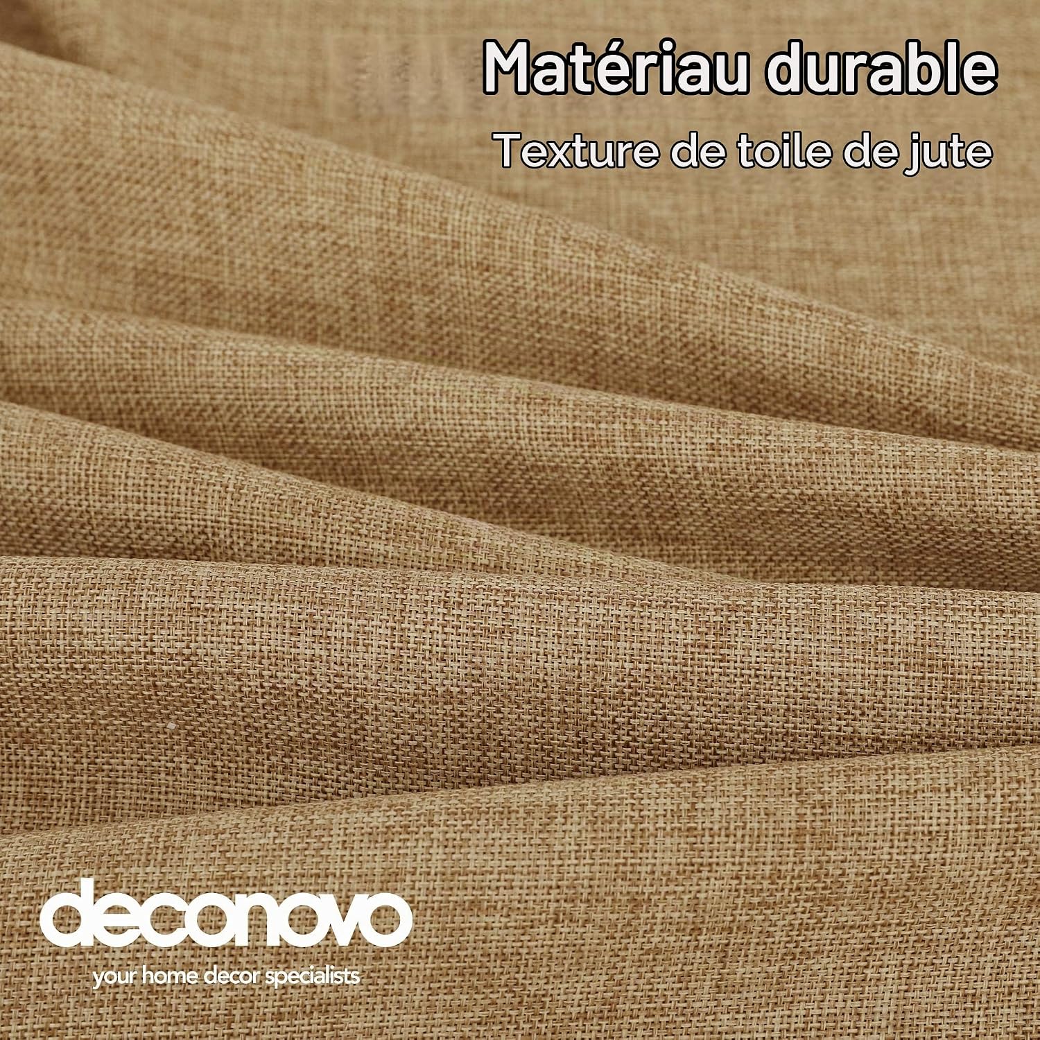 Detalle de Deconovo PCa-a165 tafelkleed 130 x 160 cm, okerbruin, linnenlook