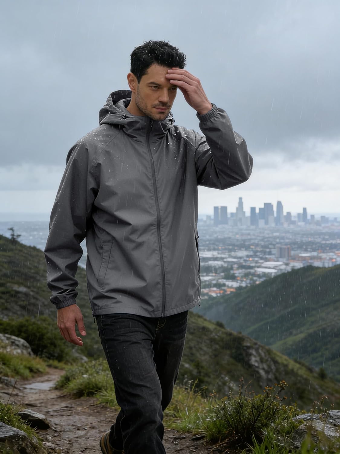 Thumbnail 1 de UIQUR Men's Rain Jacket Windbreaker Waterproof Jacket Raincoat
