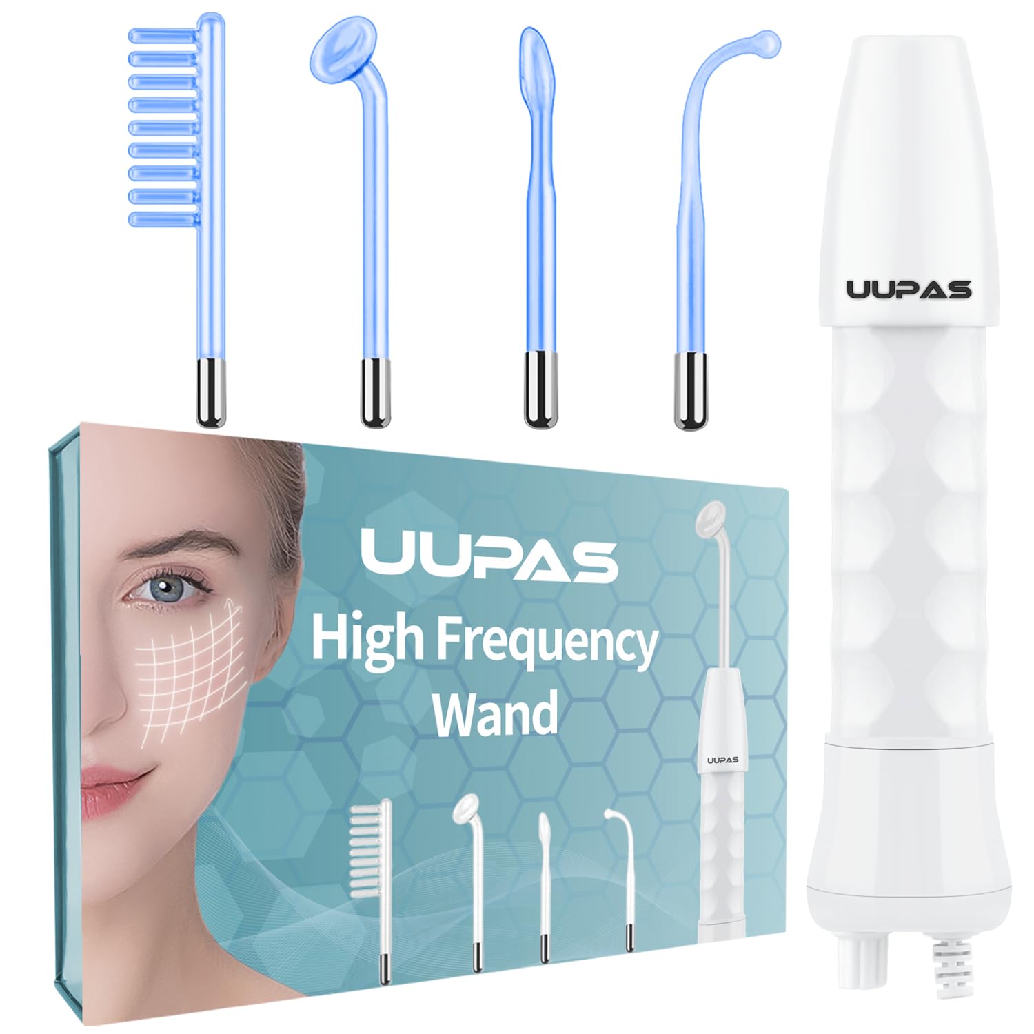 Detalle de UUPAS Hochfrequenzstab – Tragbar „4 in 1“ Blau mit 4 Röhren für Home-Use