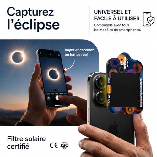 Detalle de Lunettes Eclipse Solaire 2026 – Lot de 12 Paires Premium avec 2 Filtres Solaires pour Smartphone | Medical king