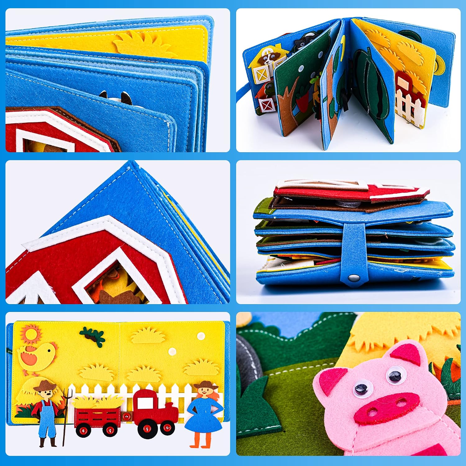 Detalle 2 de Quiet Book 3D Filz Beschäftigungsbuch für Kinder 🎲