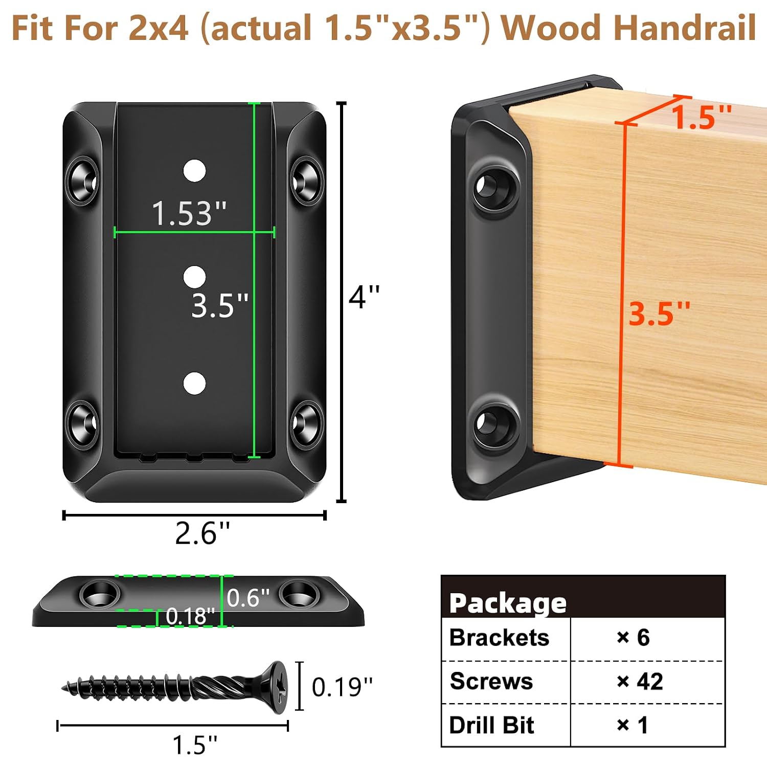 Thumbnail 1 de Steel DN Mate BC6 Deck Railing Brackets for 2x4 Posts, Fibreglass-Reinforced Nylon