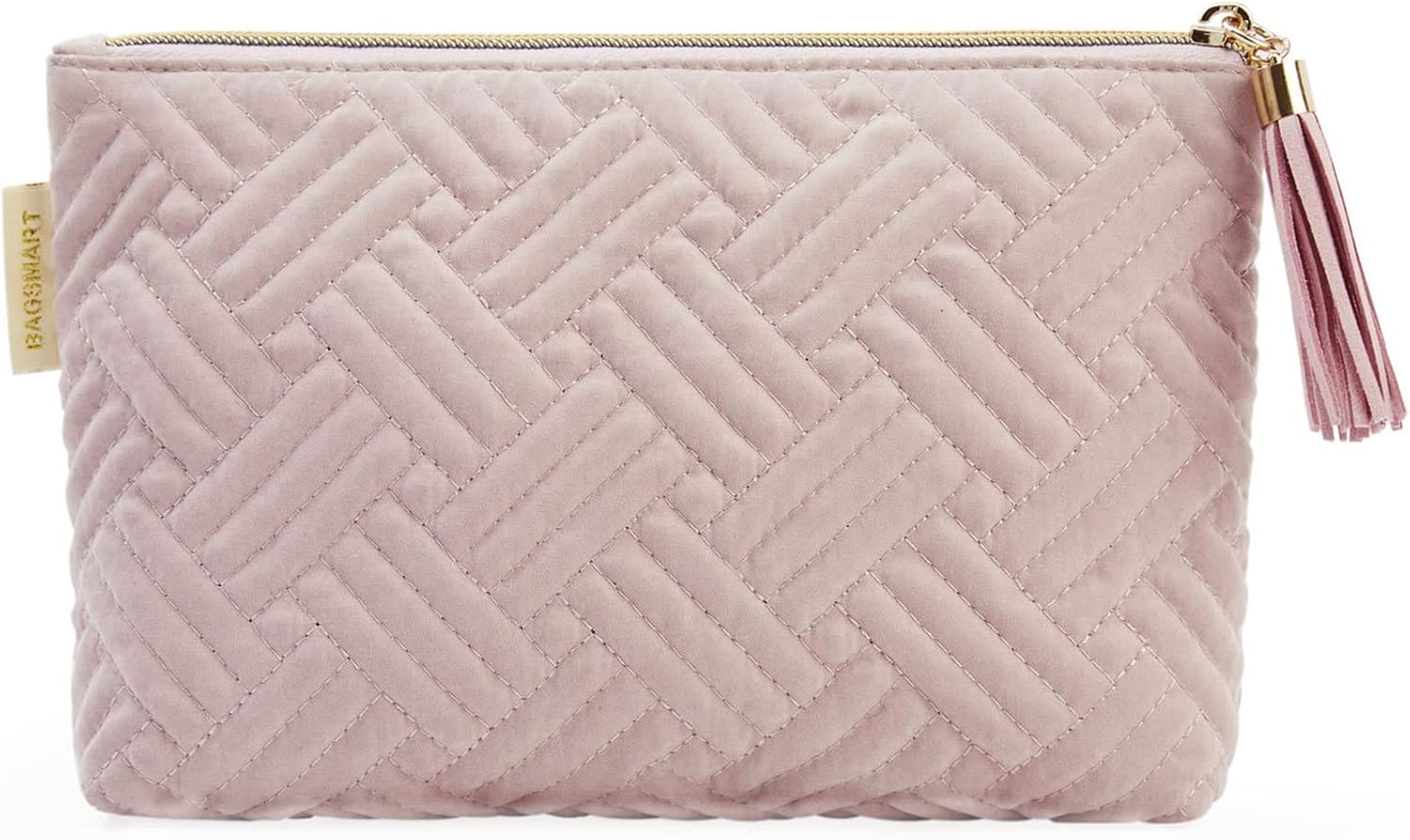 Detalle de BAGSMART Small Cosmetic Bag (Pink) — water-repellent zipper pouch for travel makeup & essentials