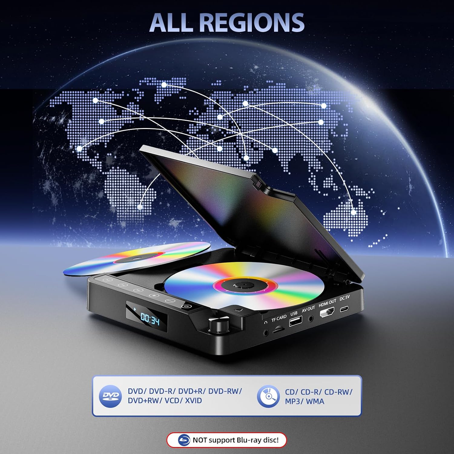 Thumbnail 3 de Desobry Mini DVD Player for TV: All-Region, 1080P HDMI, Ultra-Compact & Travel‑Ready