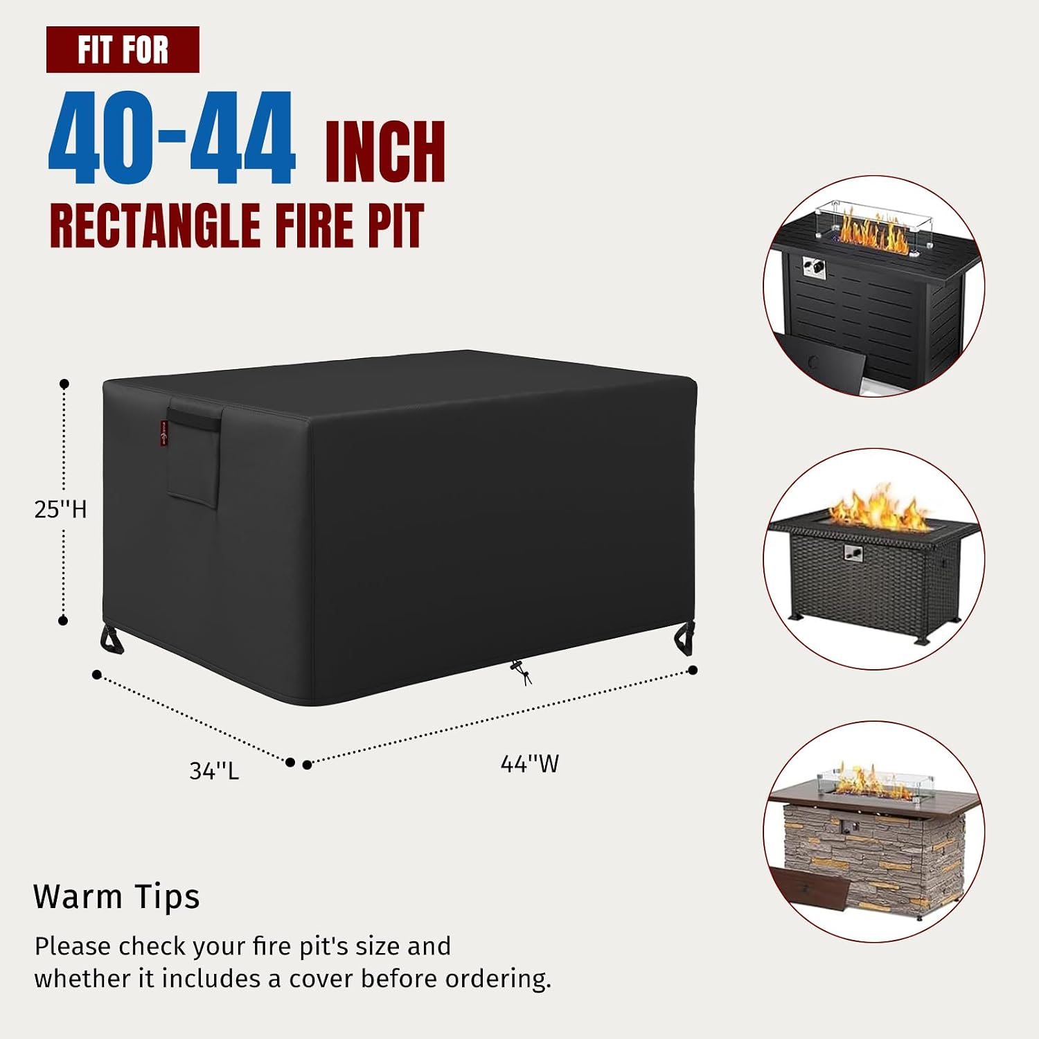 Thumbnail 2 de SHINESTAR Rectangular Fire Pit Cover, 44 x 34 x 25 Inches