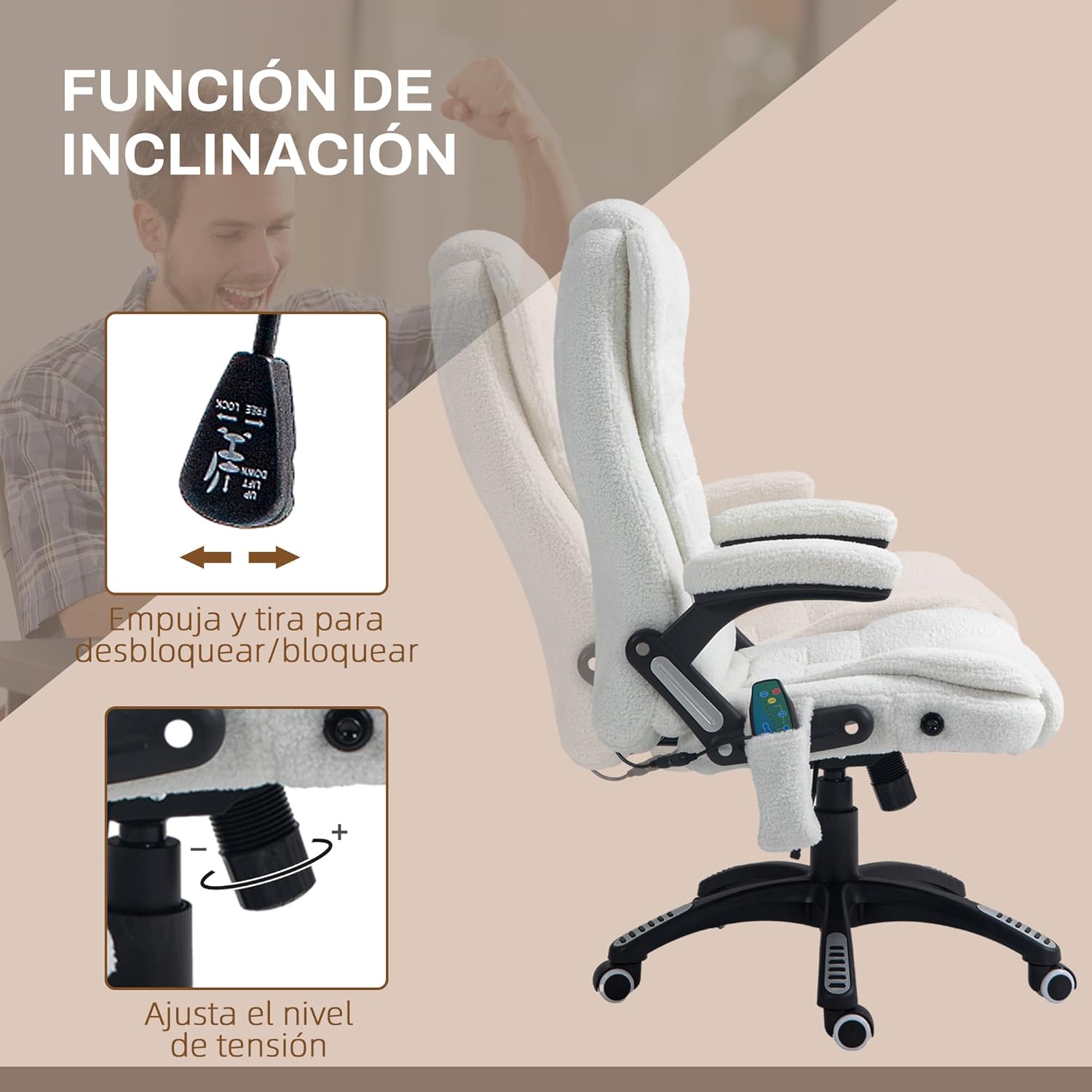 Thumbnail 5 de Vinsetto silla de oficina masaje 6 puntos