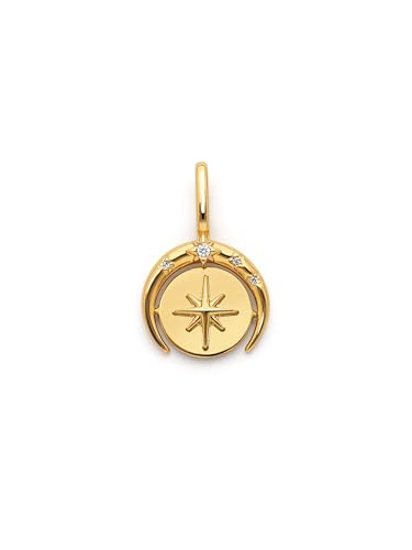 Detalle de Charm SINGULARU Charm Medallion Moonset en latón bañado en oro de 18 Kt con circonitas