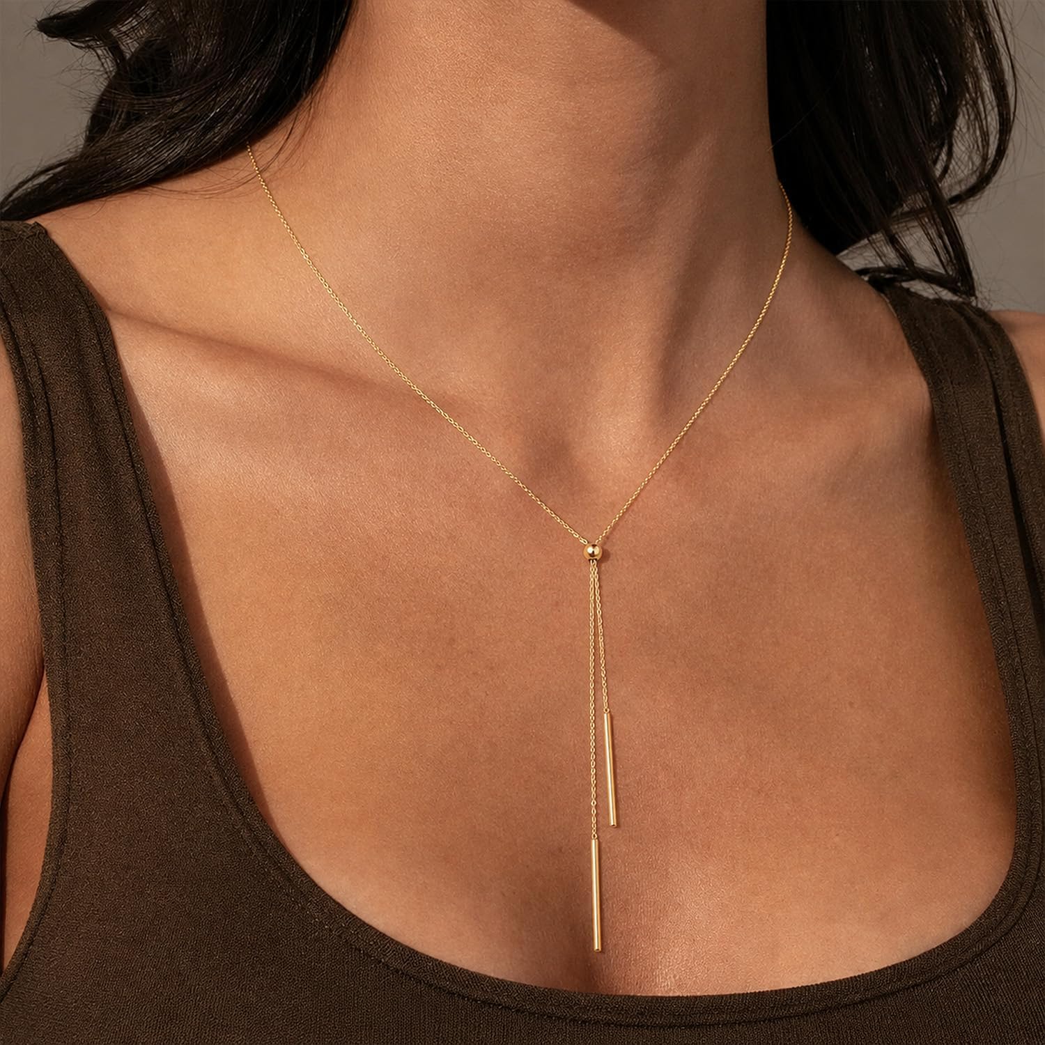 Detalle de Patwes Lariat Necklace, 14K Gold-Plated
