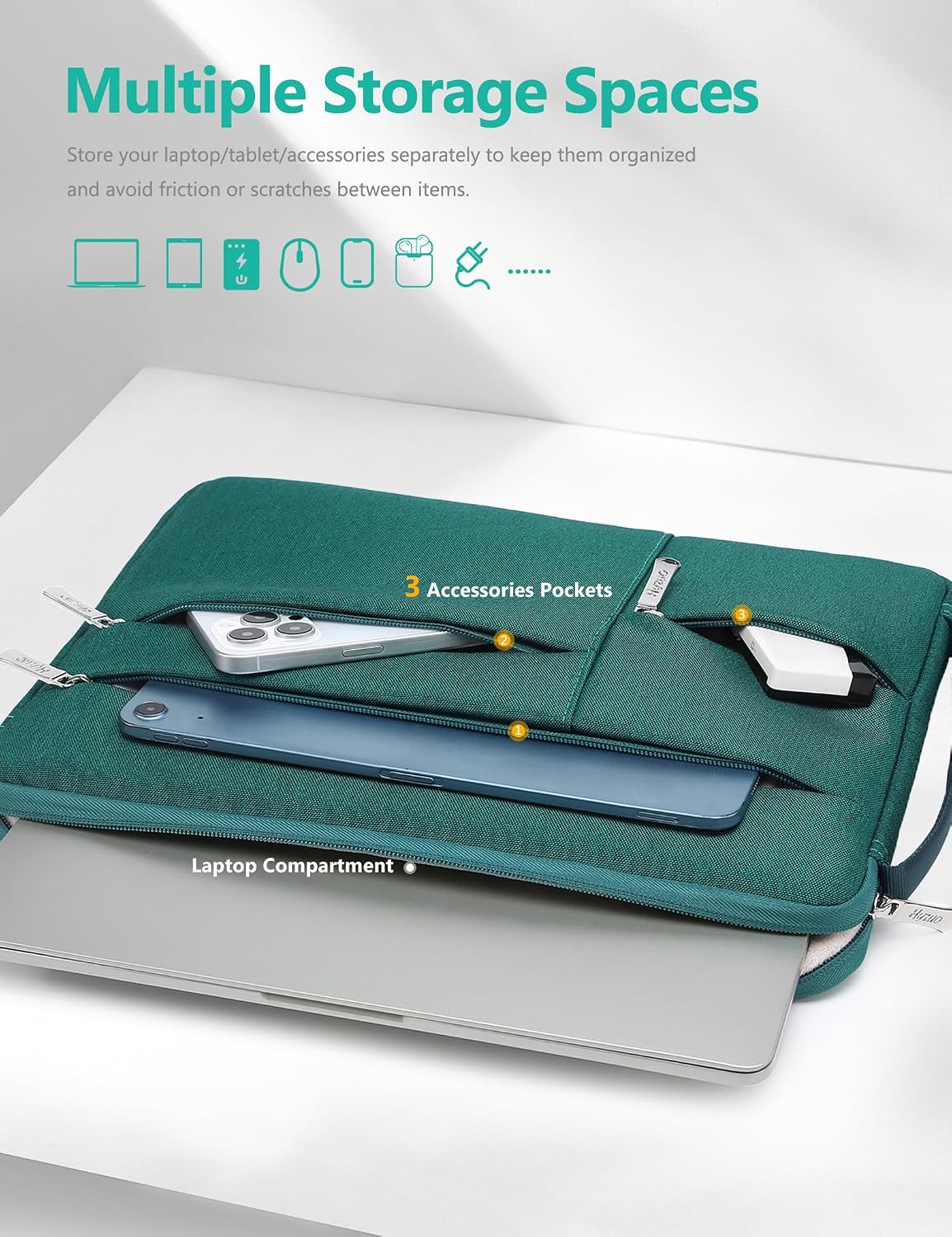 Thumbnail 2 de HYZUO 15-16 Zoll Laptop Hülle Tasche für MacBook Pro 16 und kompatible Modelle – Dunkelgrün
