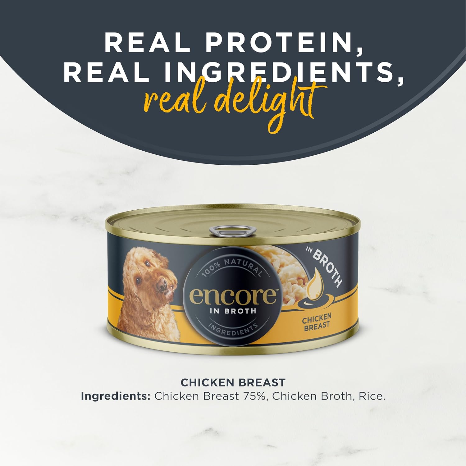 Detalle de Encore Natural Wet Dog Food Tin 12x156g: Chicken Breast with Rice in Broth