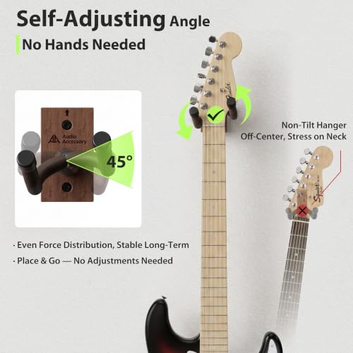 Detalle 2 de AA AUDIO ACCESSORY Guitar Wall Mount: Nitro-Safe Soft Padding, Twist-Lock, Solid Sapele Base