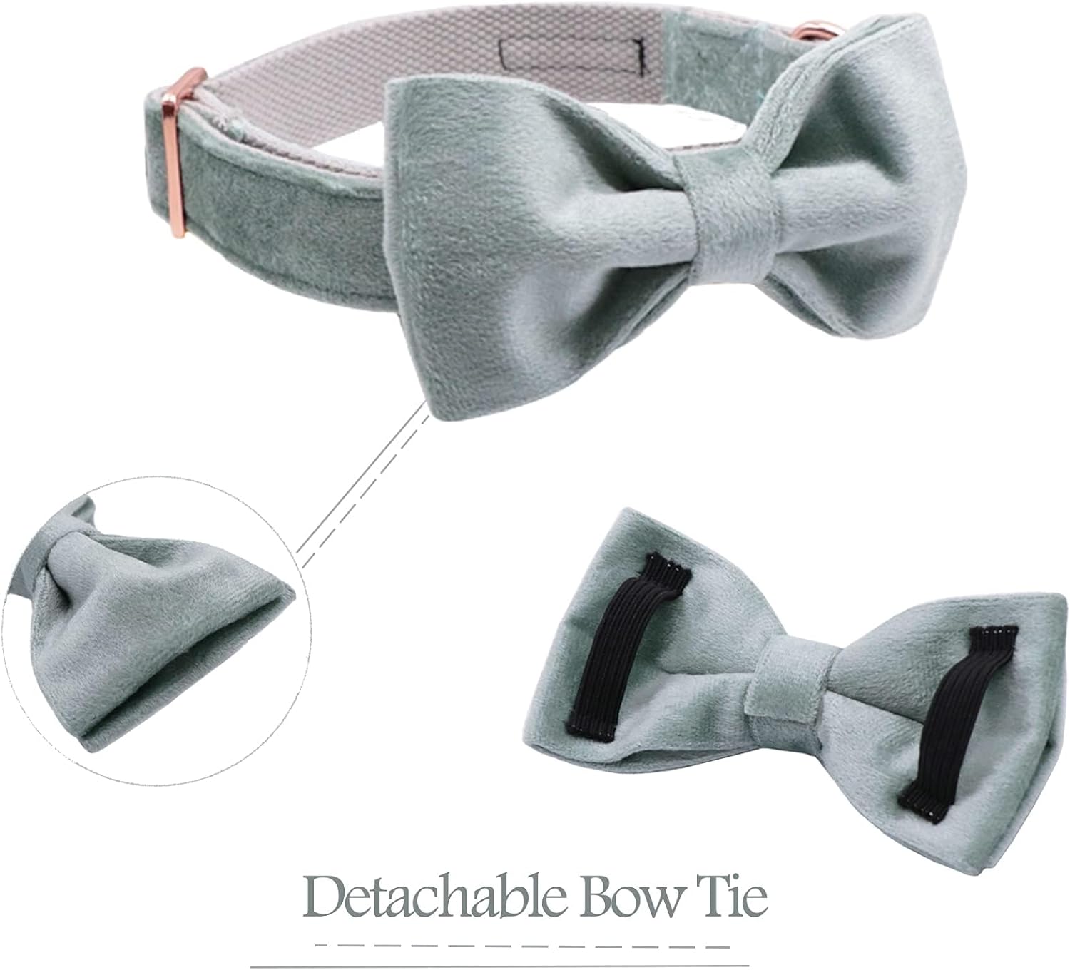 Thumbnail 1 de ARING PET Velvet Dog Collar with Cute Green Bowtie – Soft, Adjustable Velvet for Small to Large Dogs