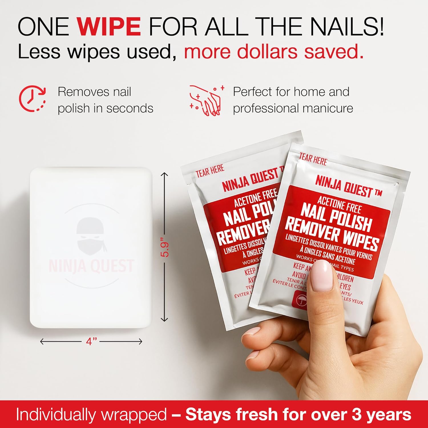 Thumbnail 3 de Nail Polish Remover Pads Non-Acetone 50 Pack