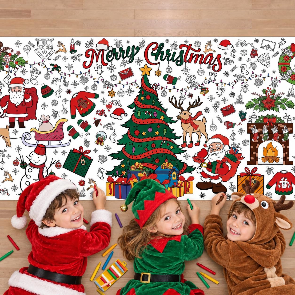 Detalle de OHOME Christmas Coloring Poster and Tablecloth, Thick Paper